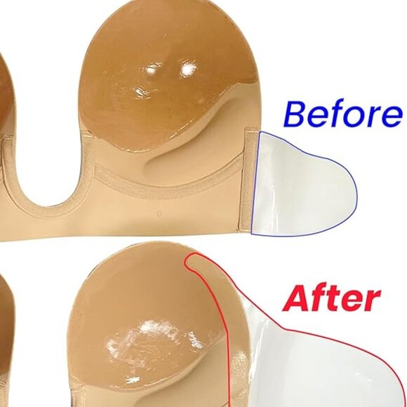 TITU Nude Deep Plunge Strapless Backless Bra 👗 Invisible Push-Up Adhesive Bra - Picture 3 of 7